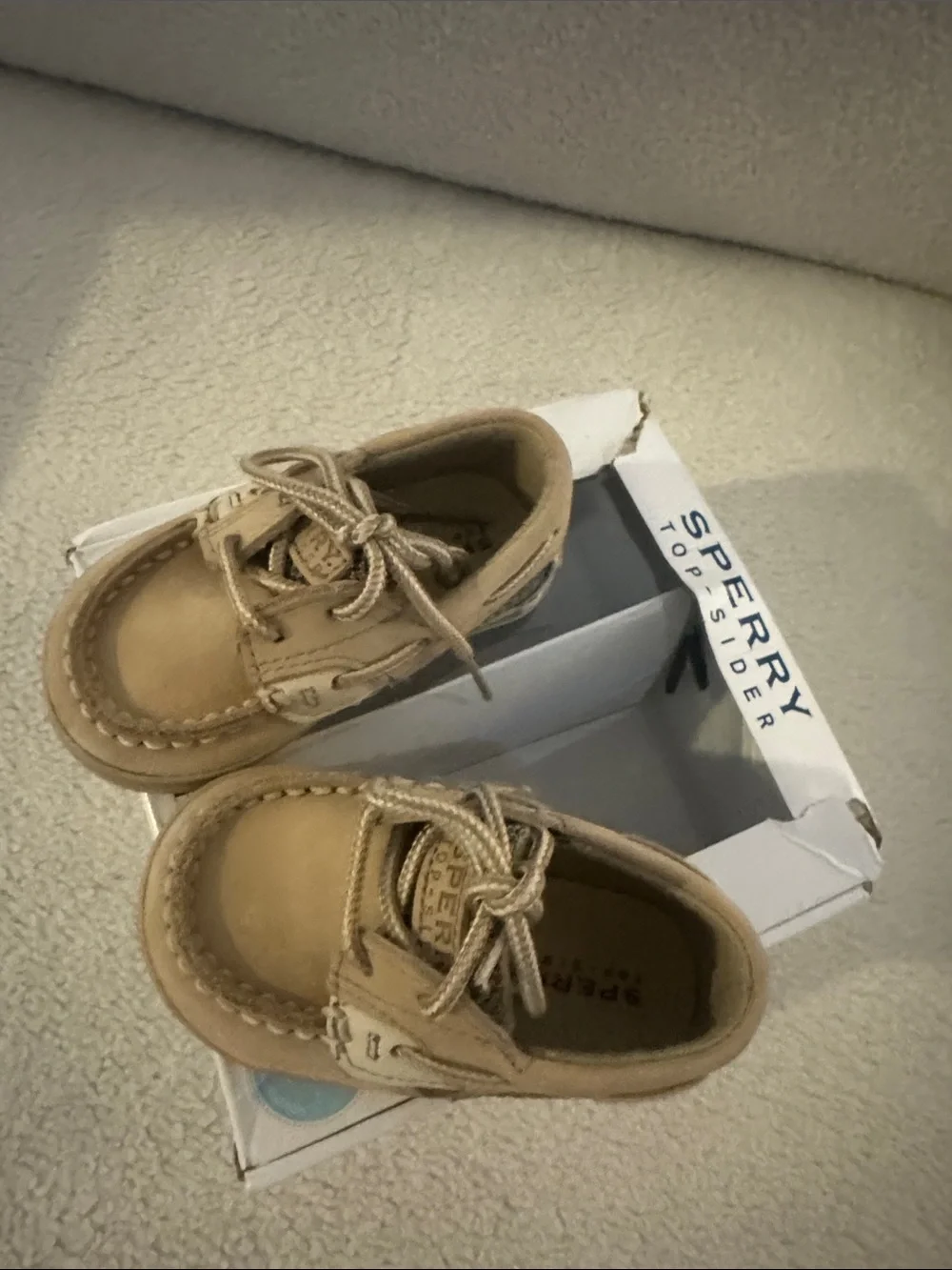 Sperry Toddler Boat Shoes in Oat with Tan Accents
